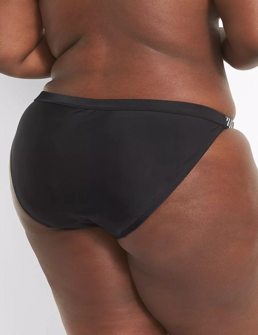 Lane Bryant String Women Bikini Bottom Black | WZZ2839UH