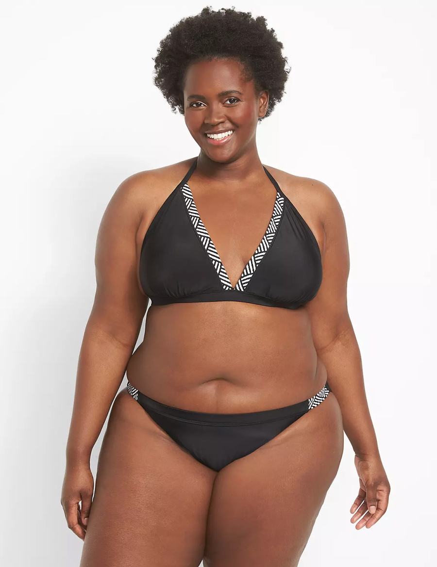 Lane Bryant String Women Bikini Bottom Black | WZZ2839UH