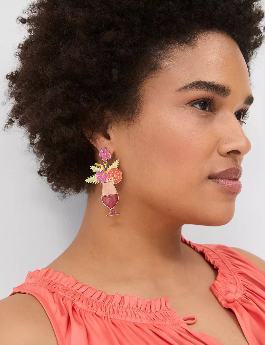 Lane Bryant Summer Whimsy Cocktail Statement Women Earrings Gold | MOA6012ZM