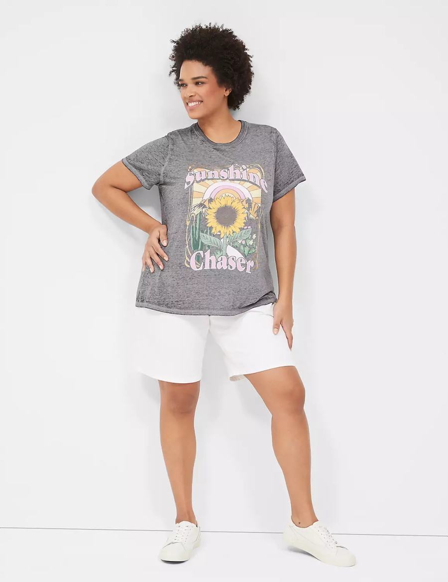 Lane Bryant Sunshine Chaser Graphic Tee Women T Shirts Grey | MLP448XZ