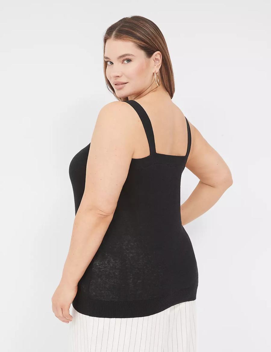 Lane Bryant Sweater Women Tank Top Black | LEY8580WN