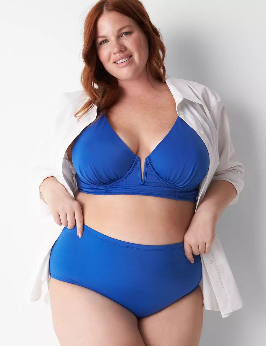 Lane Bryant Swim Women Briefs Blue | VWL6714VJ