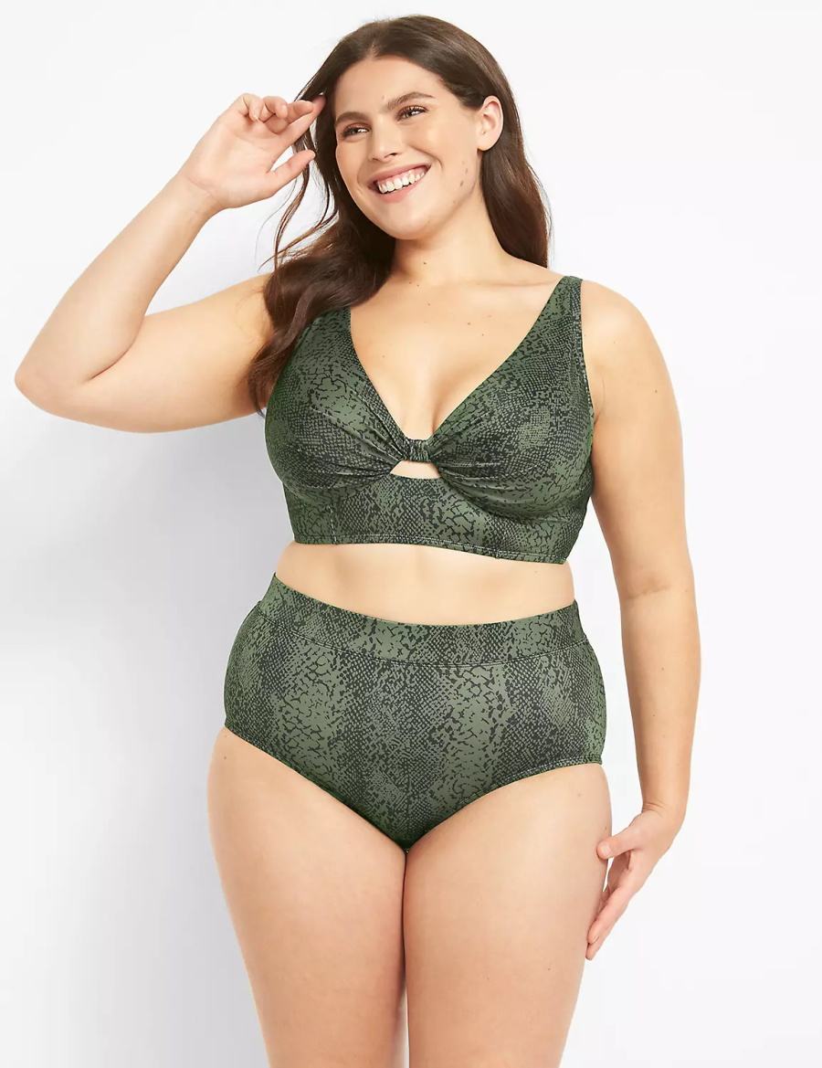 Lane Bryant Swim Women Briefs Dark Green | LLZ7440SD