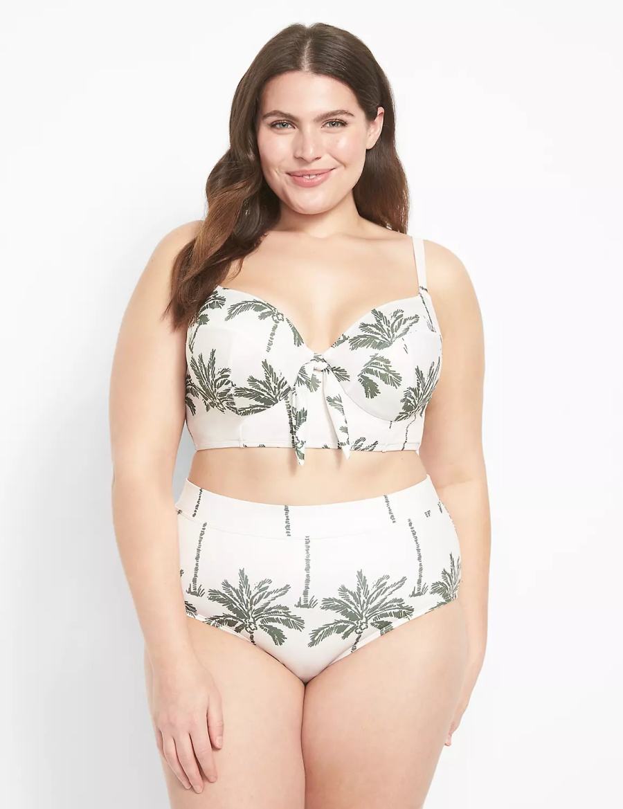 Lane Bryant Swim Women Briefs White Multicolor | UTN2663CU