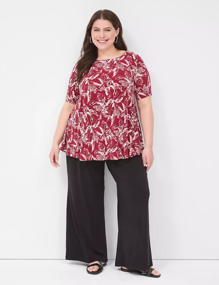 Lane Bryant Swing Boatneck Top Women T Shirts Burgundy | TVO5860ND