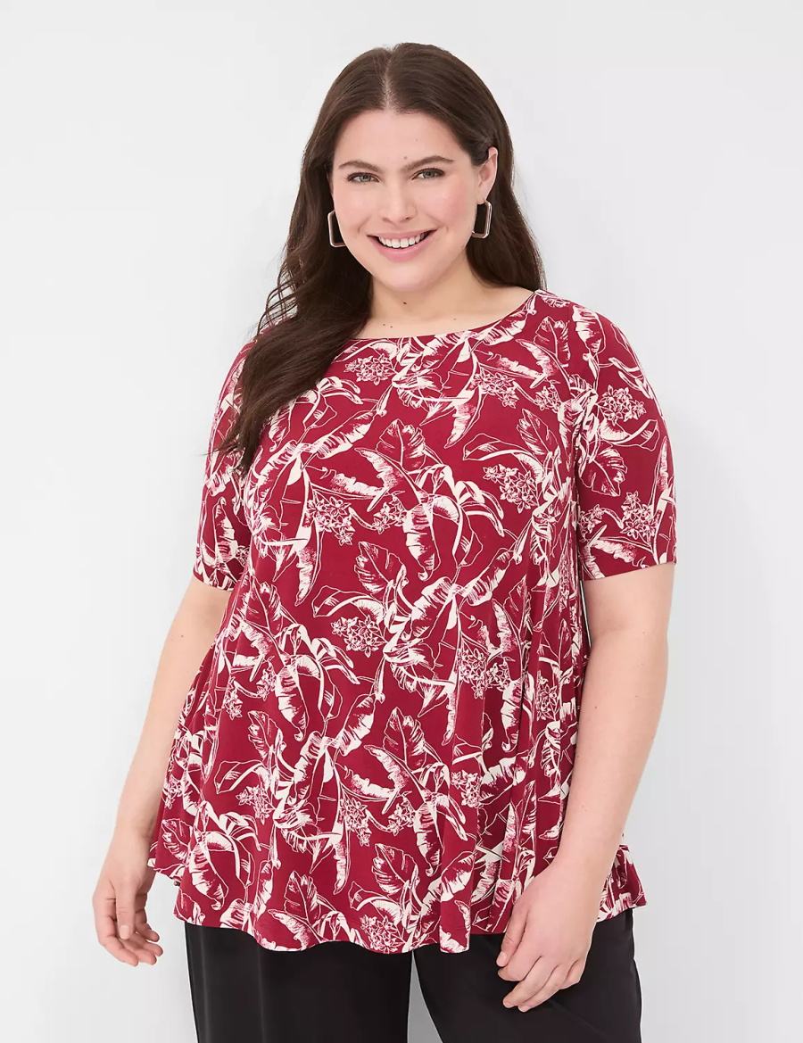 Lane Bryant Swing Boatneck Top Women T Shirts Burgundy | TVO5860ND