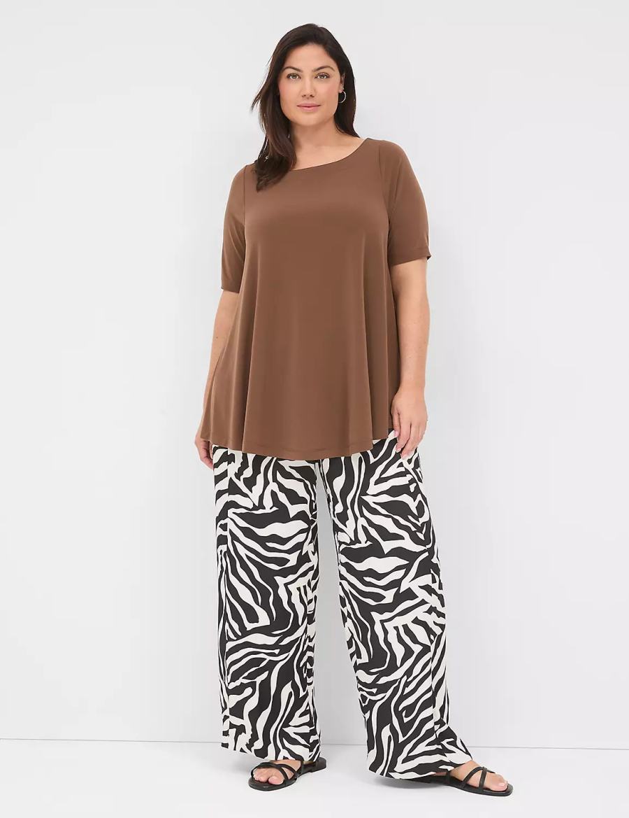 Lane Bryant Swing Boatneck Top Women T Shirts Brown | XVR7430AM