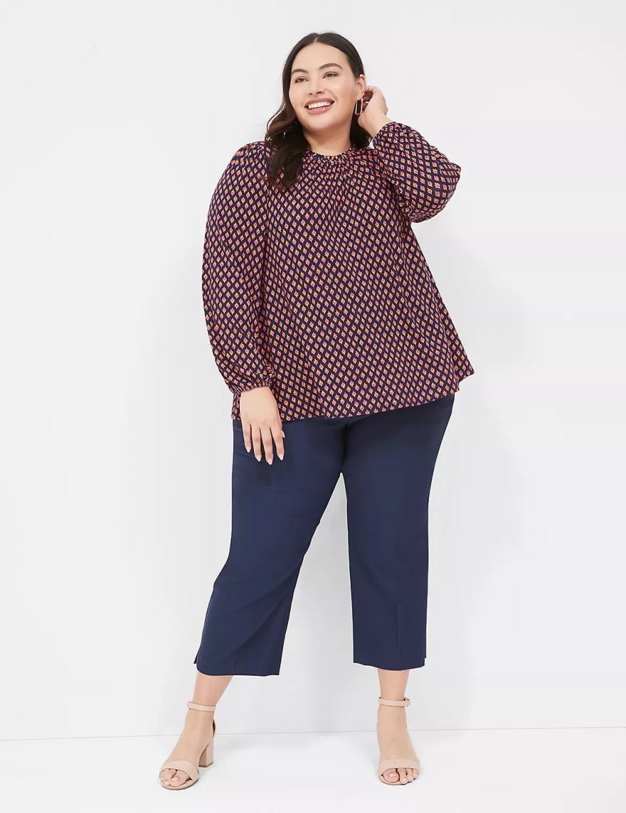 Lane Bryant Swing Crew-Neck Top Women Blouse Coffee | ATX6234JS