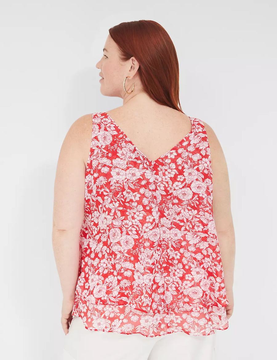 Lane Bryant Swing Double-Layer Chiffon Women Tank Top Red | DOX738WM