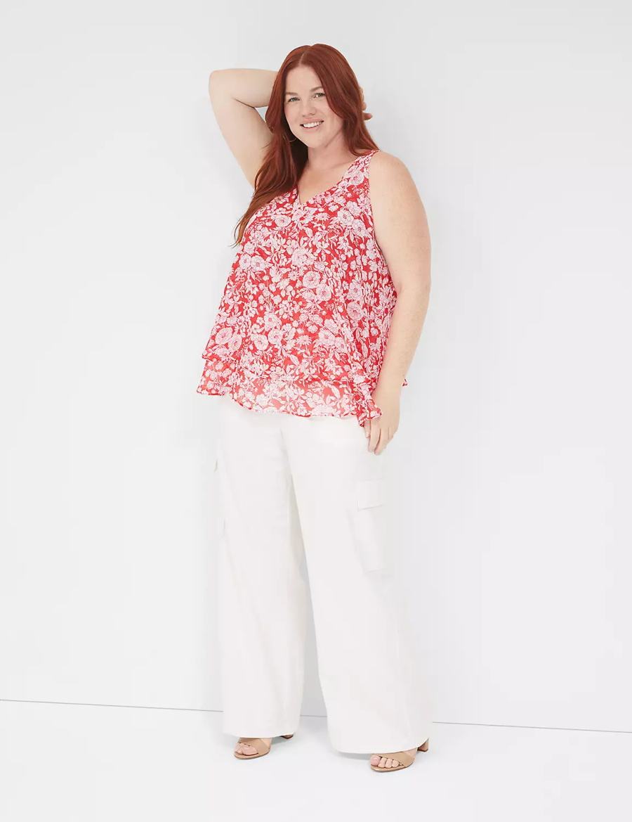 Lane Bryant Swing Double-Layer Chiffon Women Tank Top Red | DOX738WM