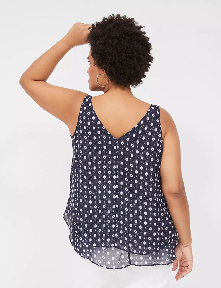 Lane Bryant Swing Double-Layer Chiffon Women Tank Top Purple | OFJ6247ZA