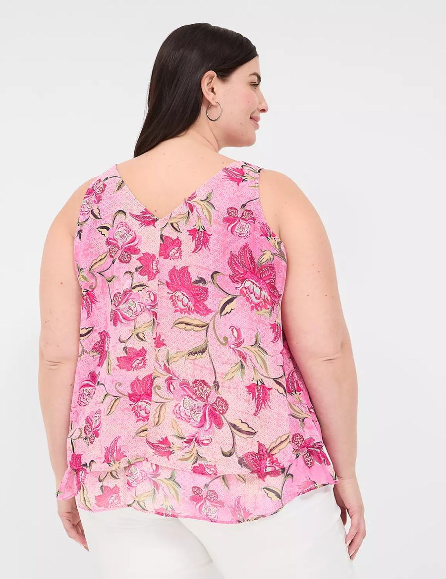 Lane Bryant Swing Double-Layer Chiffon Women Tank Top Pink Rose | QIV743DP