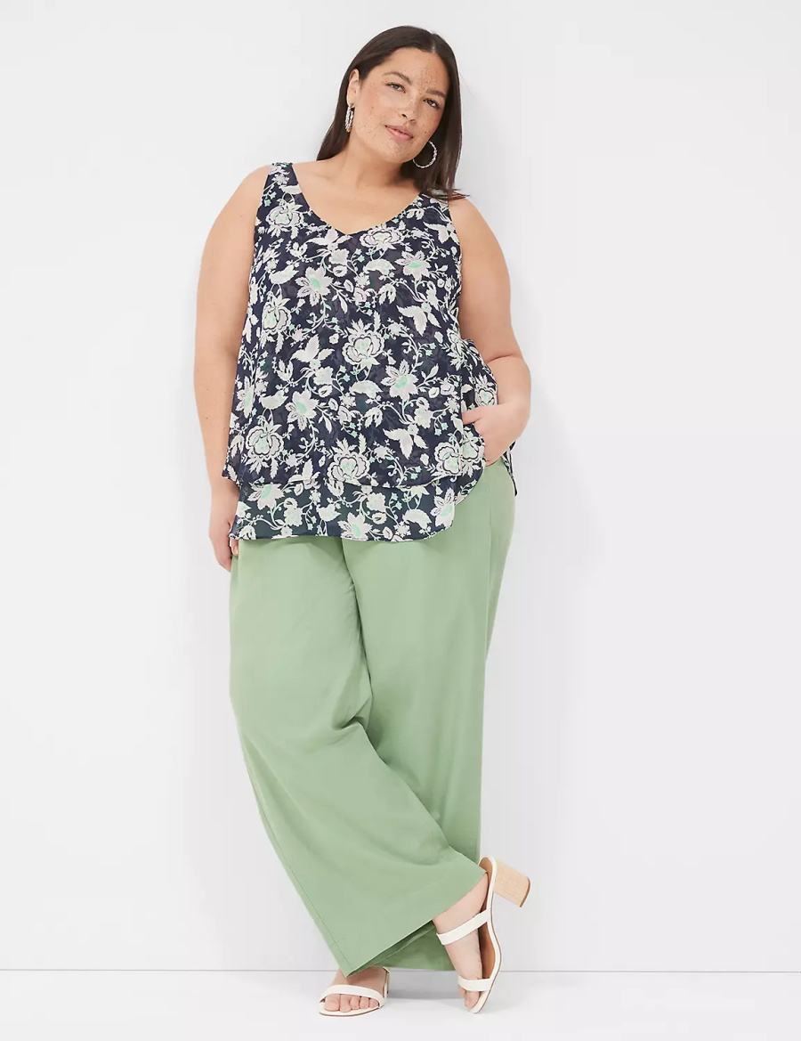 Lane Bryant Swing Double-Layer Chiffon Women Tank Top Navy Purple | FJL1317SB