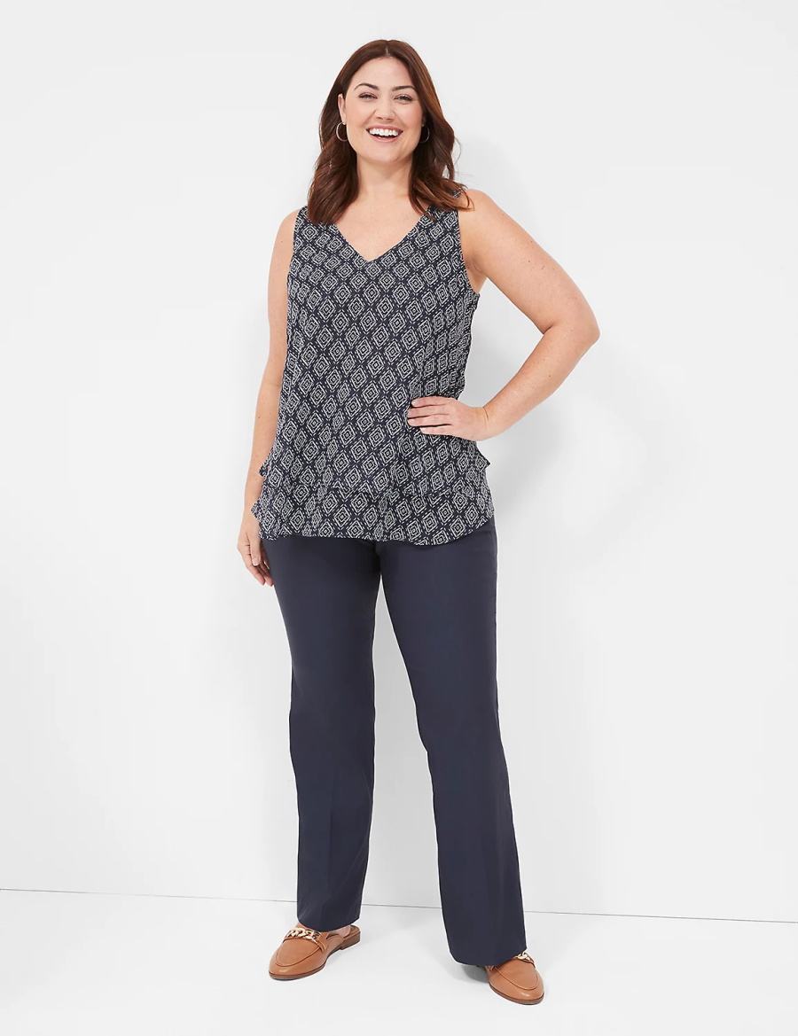 Lane Bryant Swing Double-Layer Chiffon Women Tank Top Navy | HFE8149GJ