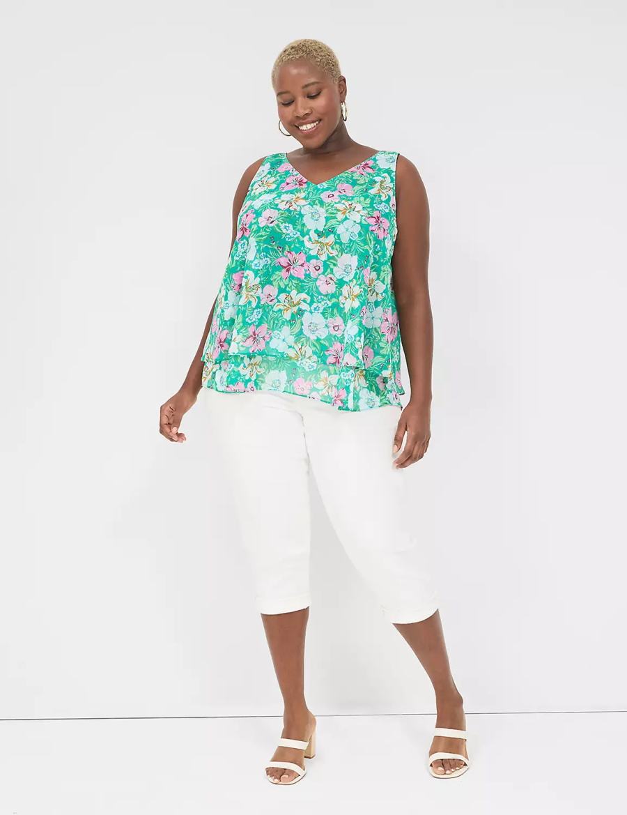 Lane Bryant Swing Double-Layer Chiffon Women Tank Top Light Turquoise | CNE669KQ