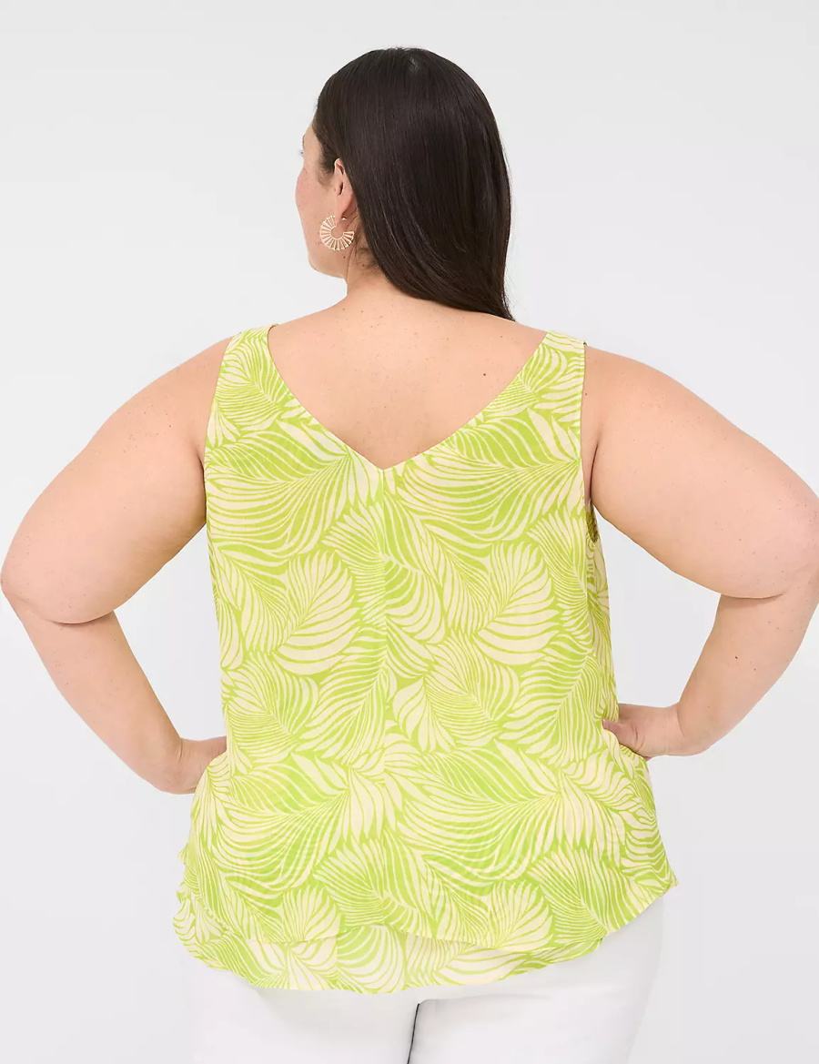 Lane Bryant Swing Double-Layer Chiffon Women Tank Top Light Green | ONB5153QG