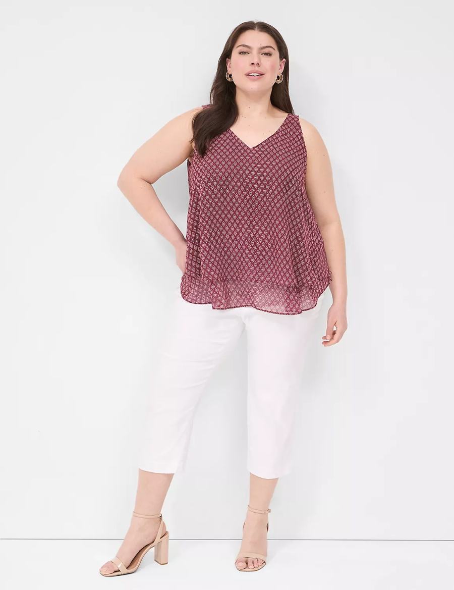 Lane Bryant Swing Double-Layer Chiffon Women Tank Top Burgundy | MLX5240FV