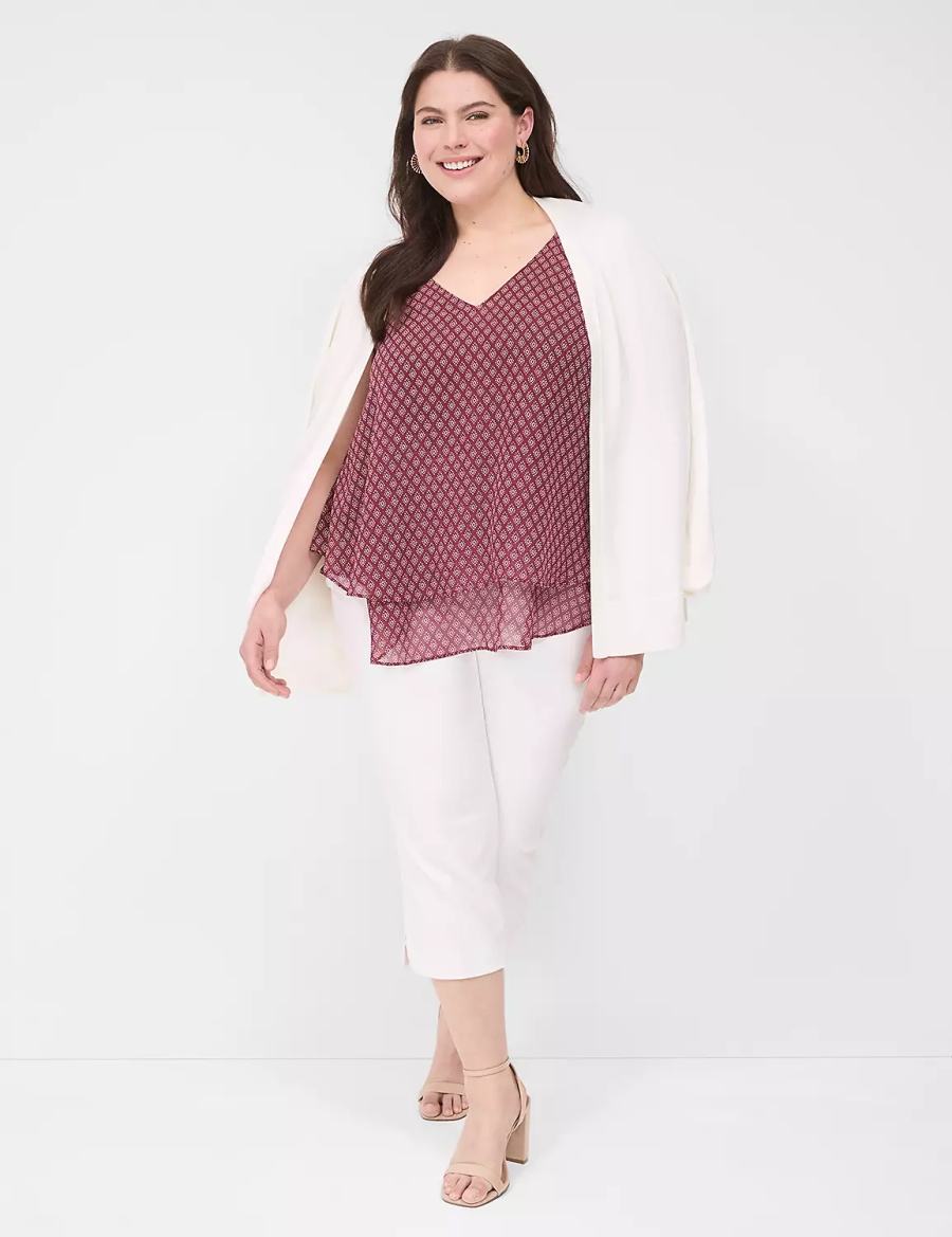 Lane Bryant Swing Double-Layer Chiffon Women Tank Top Burgundy | MLX5240FV