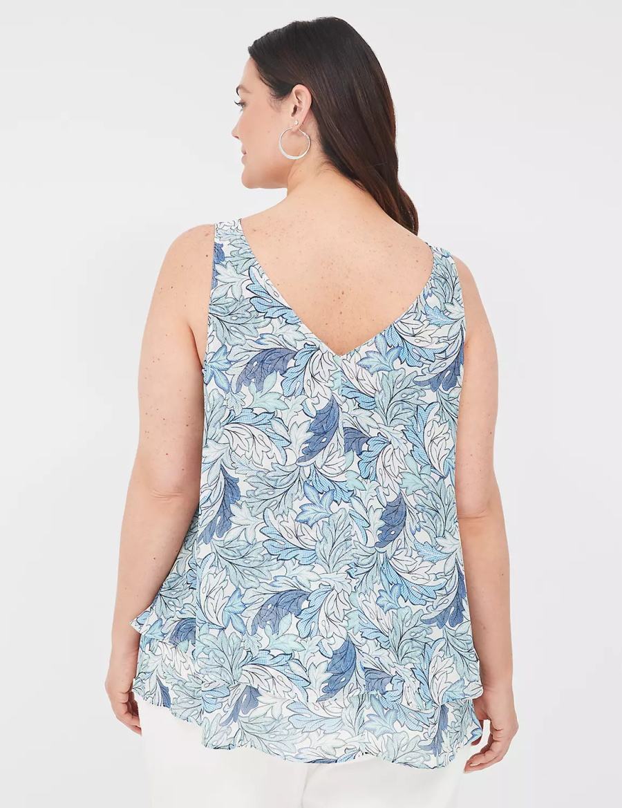 Lane Bryant Swing Double-Layer Chiffon Women Tank Top Blue | WUH4125DY