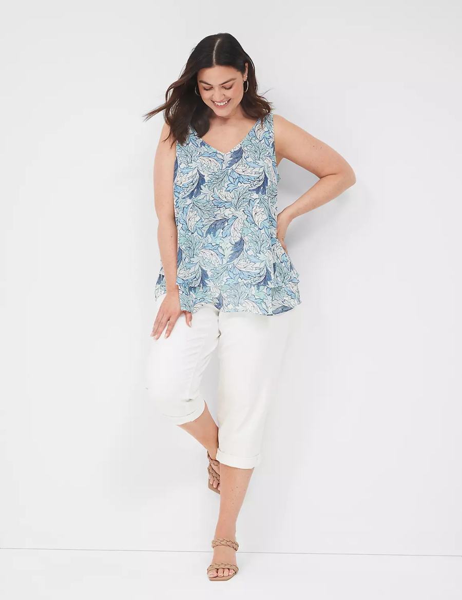 Lane Bryant Swing Double-Layer Chiffon Women Tank Top Blue | WUH4125DY