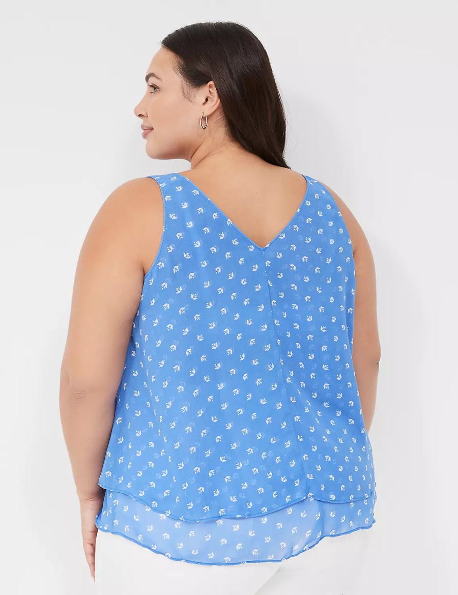 Lane Bryant Swing Double-Layer Chiffon Women Tank Top Blue | VCP937RI