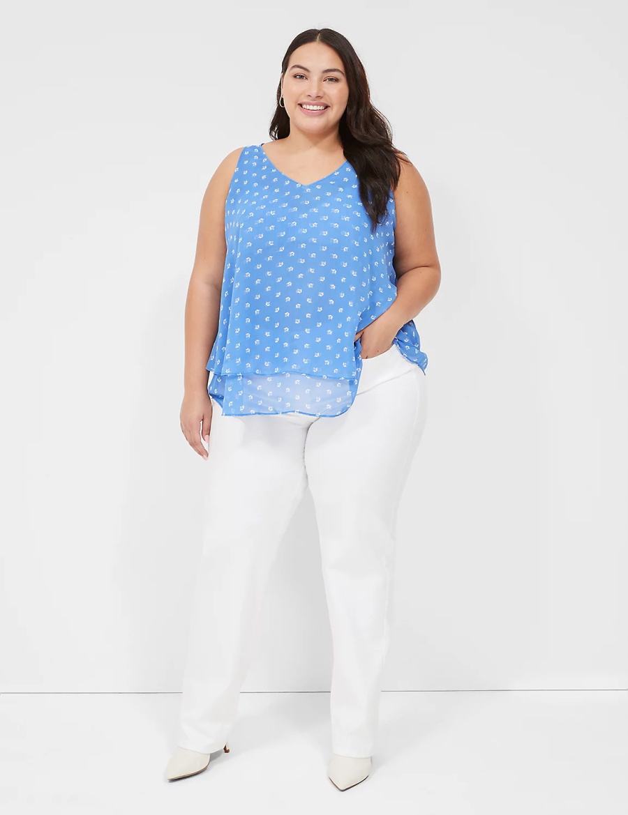 Lane Bryant Swing Double-Layer Chiffon Women Tank Top Blue | VCP937RI