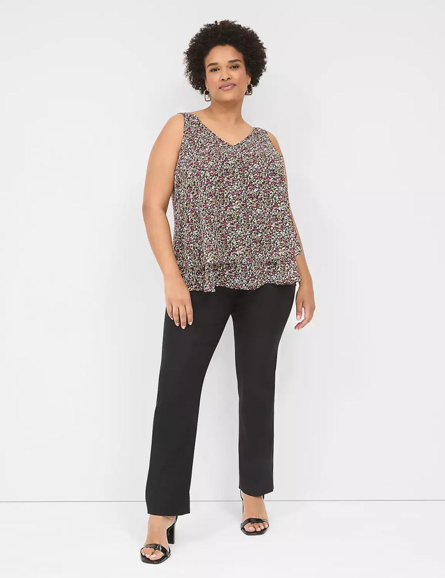 Lane Bryant Swing Double-Layer Chiffon Women Tank Top Black Multicolor | TOT6524YD