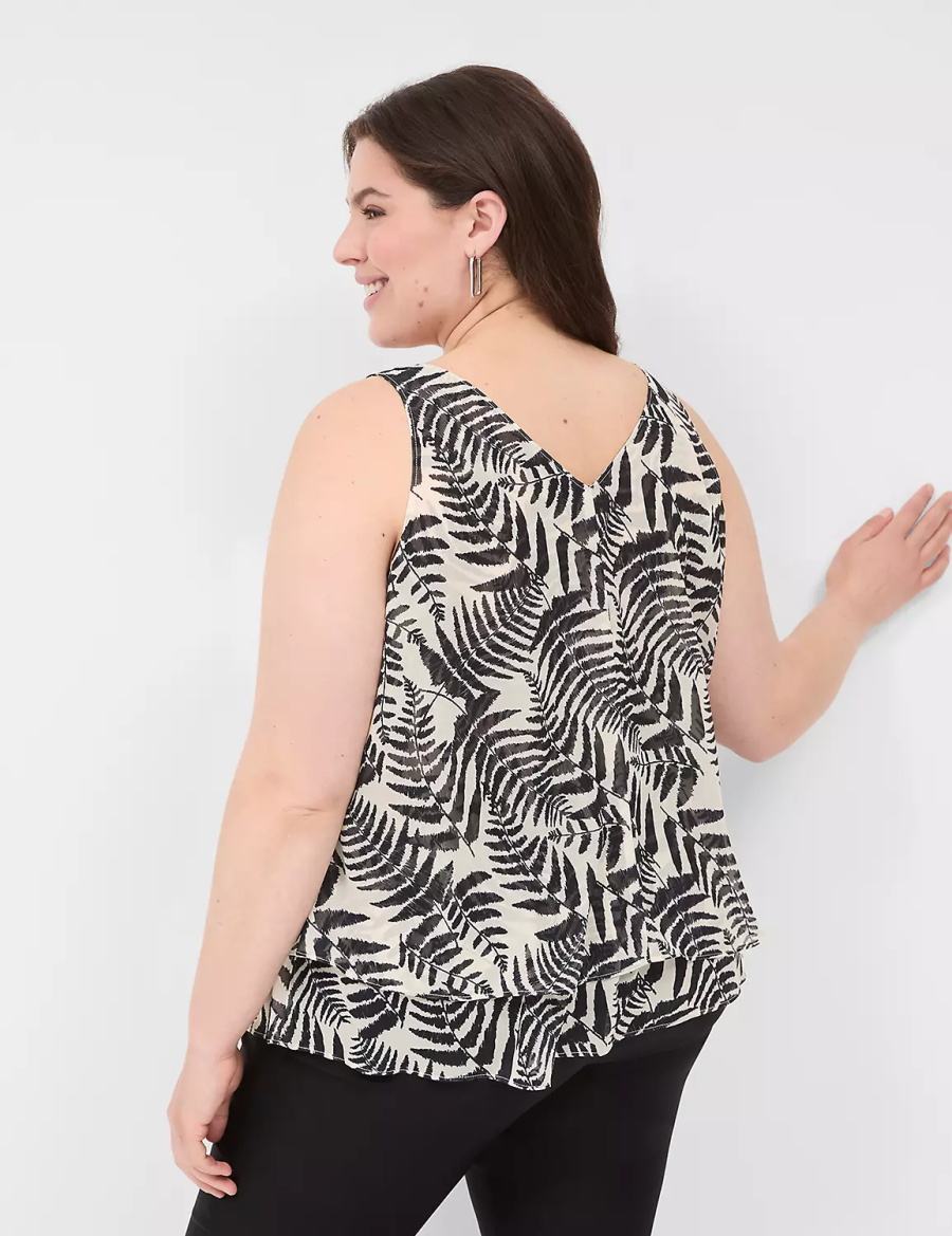 Lane Bryant Swing Double-Layer Chiffon Women Tank Top Black | GQO2821QW