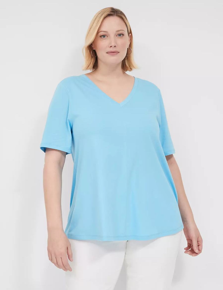 Lane Bryant Swing Strappy-Back Tee Women T Shirts Blue | MYG2349YY