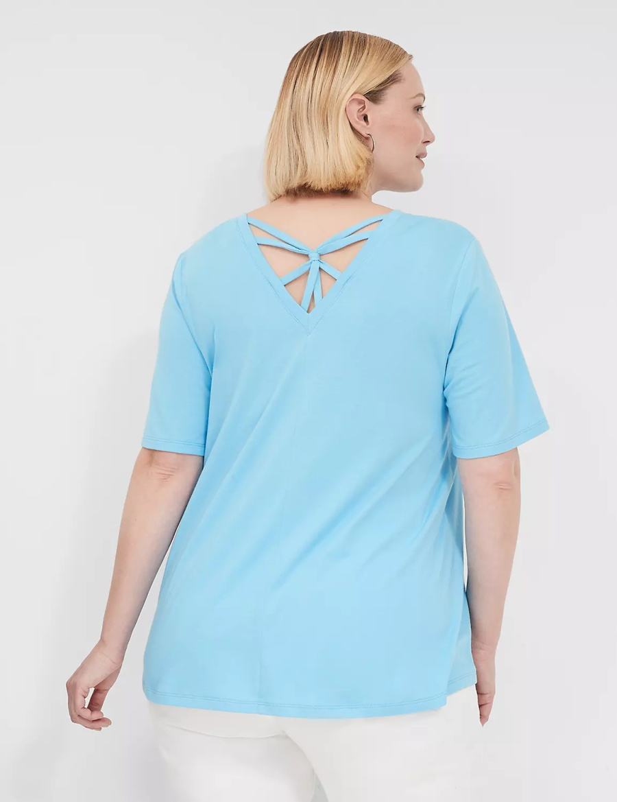 Lane Bryant Swing Strappy-Back Tee Women T Shirts Blue | MYG2349YY