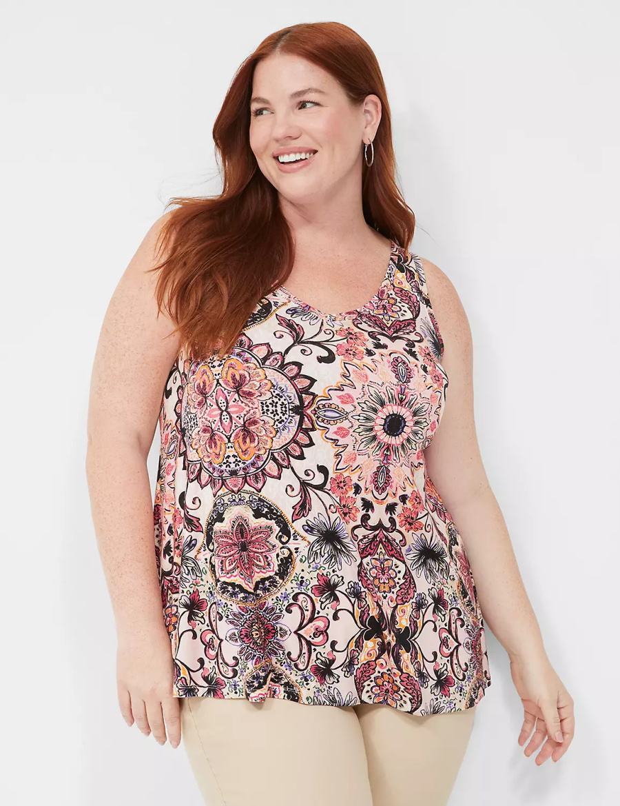 Lane Bryant Swing V-Neck Women Tank Top Multicolor | ZGC1012OL