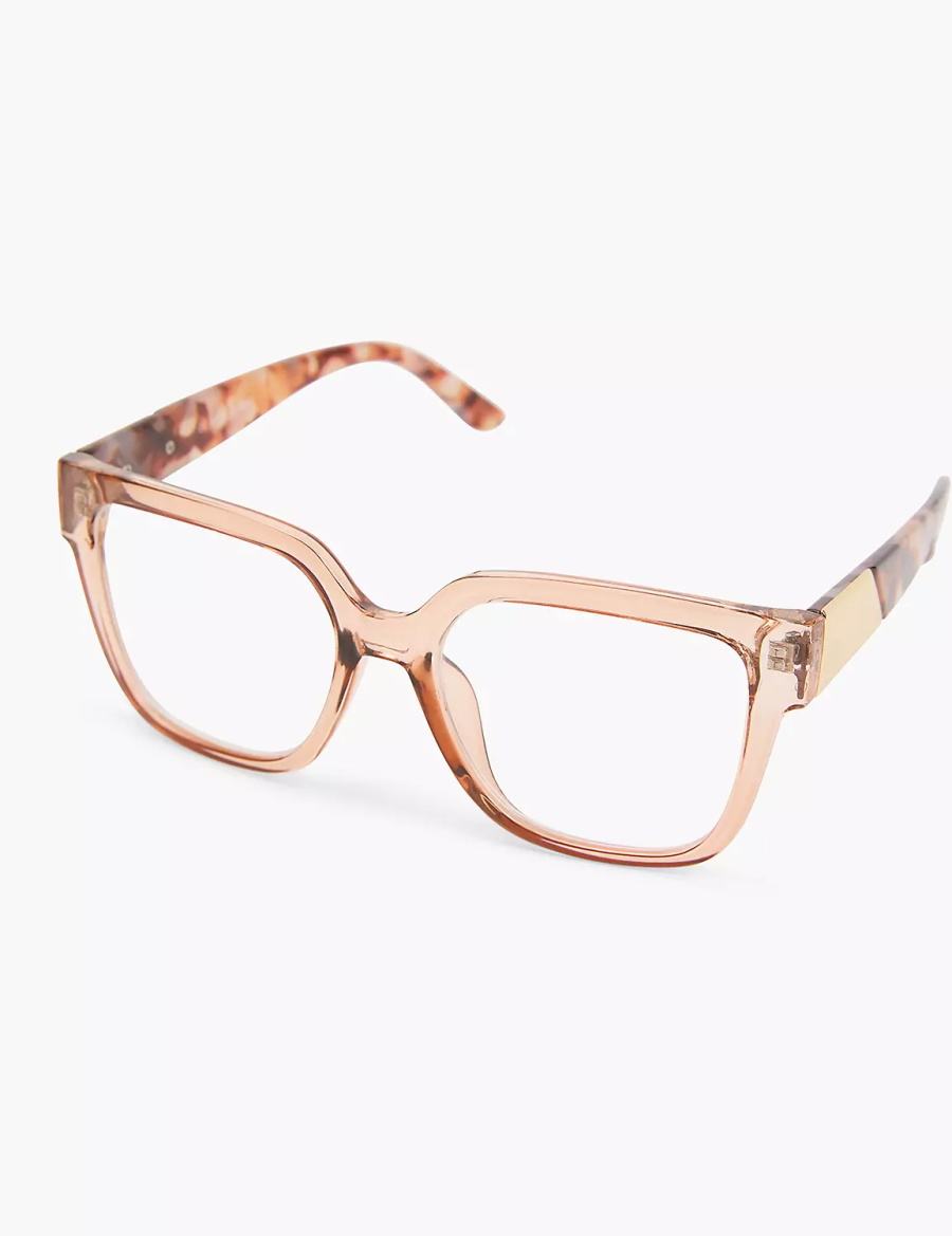 Lane Bryant Tan Crystal & Tortoiseshell Print Cateye Reading Women Glasses Beige | QBU3748VF