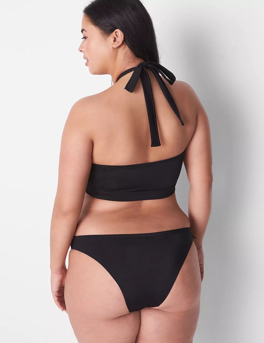 Lane Bryant Tanga Swim Women Briefs Black | KAW4370ZD