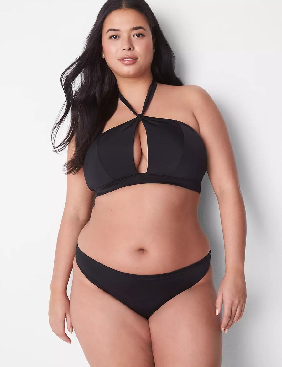 Lane Bryant Tanga Swim Women Briefs Black | KAW4370ZD