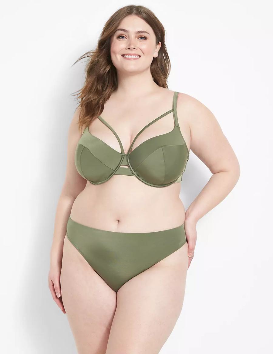 Lane Bryant Tanga Swim Women Briefs Dark Green | NRX7454BQ