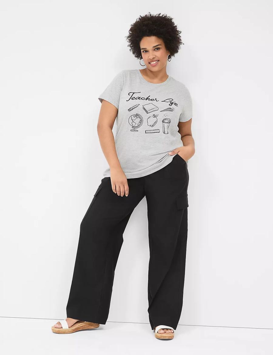 Lane Bryant Teacher Life Graphic Tee Women T Shirts Light Grey | TAW525FA