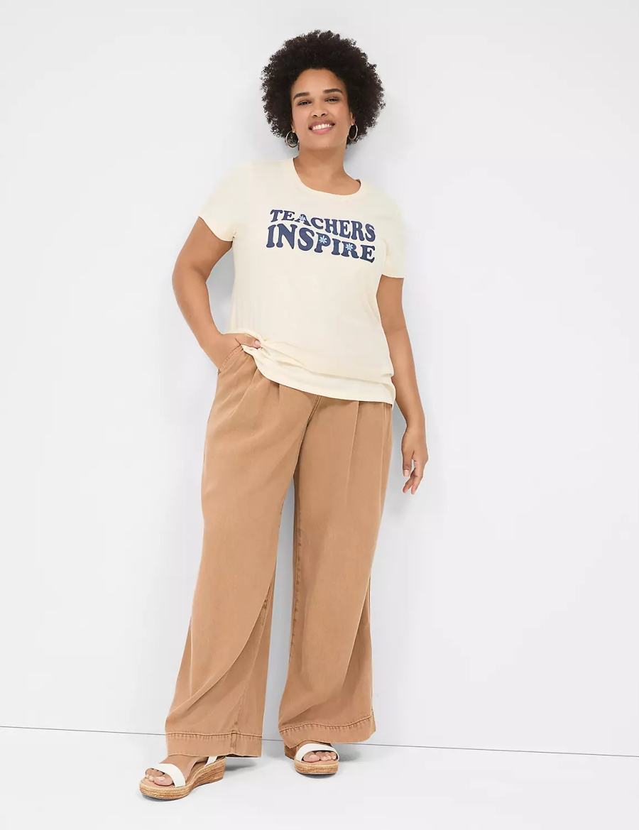 Lane Bryant Teachers Inspire Graphic Tee Women T Shirts White | DRV295YM