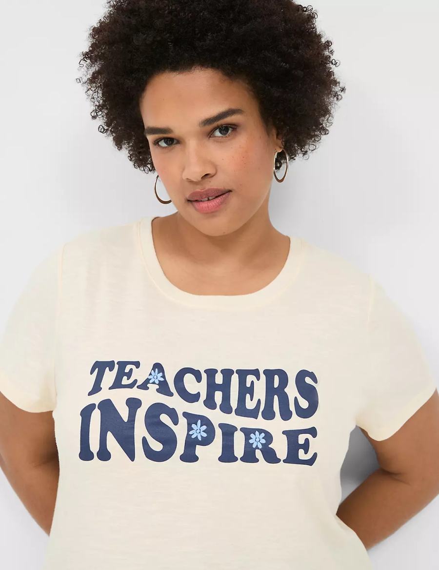 Lane Bryant Teachers Inspire Graphic Tee Women T Shirts White | DRV295YM