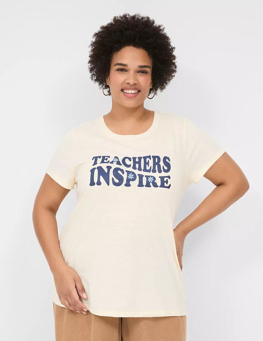 Lane Bryant Teachers Inspire Graphic Tee Women T Shirts White | DRV295YM