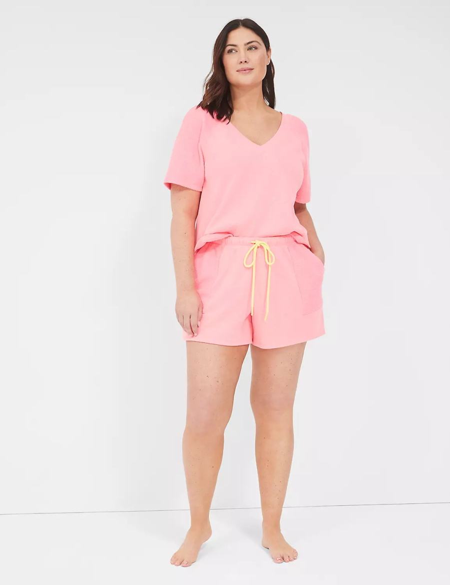 Lane Bryant Terry Fleece Boyfriend Women Shorts Pink | BCQ512CV