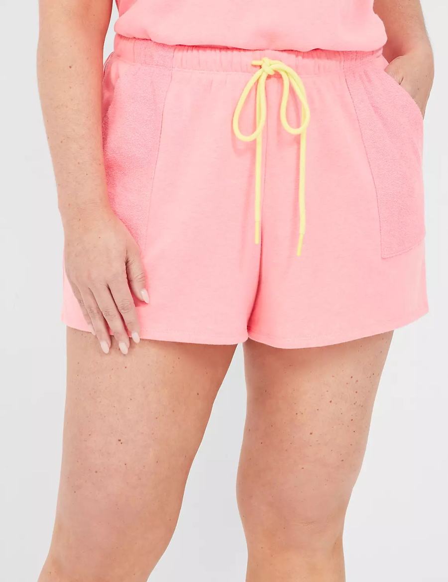 Lane Bryant Terry Fleece Boyfriend Women Shorts Pink | BCQ512CV