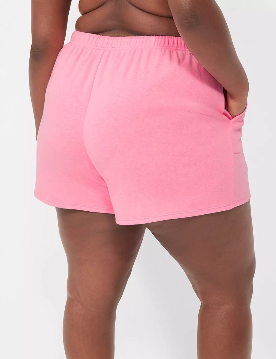 Lane Bryant Terry Fleece Boyfriend Women Shorts Pink | YEI1514LI