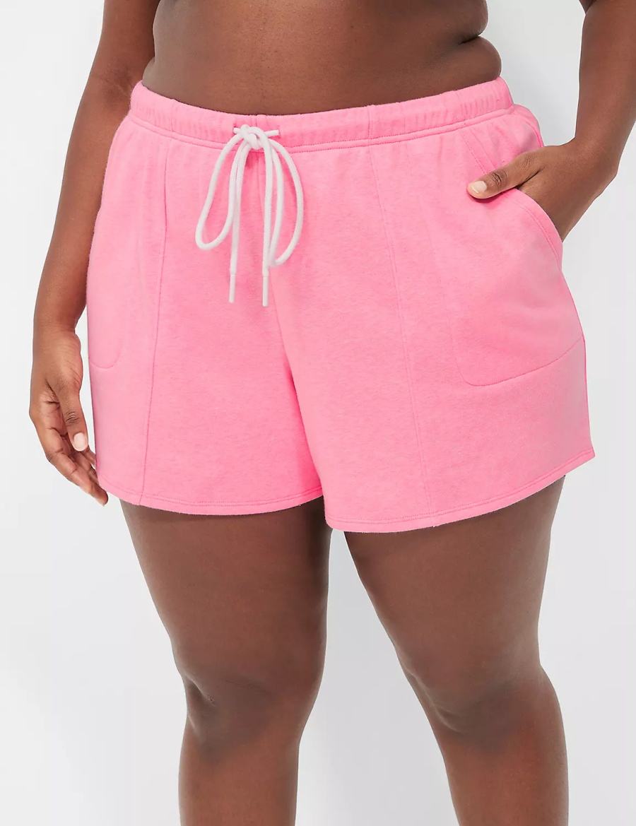 Lane Bryant Terry Fleece Boyfriend Women Shorts Pink | YEI1514LI