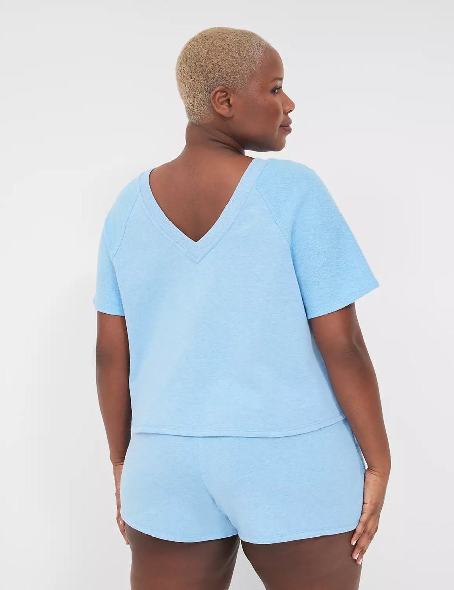 Lane Bryant Terry Fleece Tee Women T Shirts Blue | OTG382PC