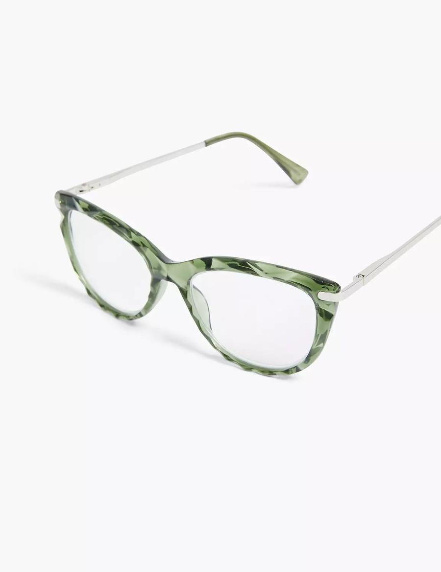 Lane Bryant Textured Cateye Reader Women Glasses Green | XOM5340HY