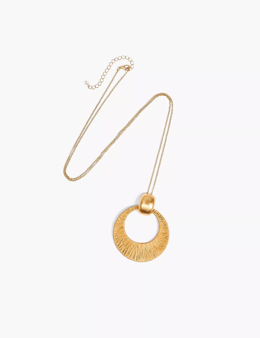 Lane Bryant Textured Circle Women Pendant Necklace Gold | IJI2533BP