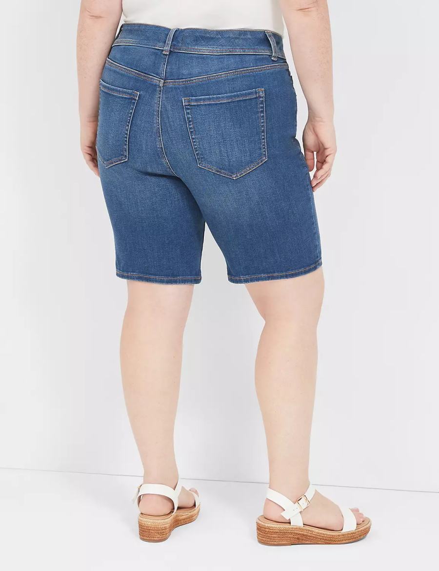 Lane Bryant Tighter Tummy Fit High-Rise Bermuda Jean Women Shorts Blue | XLY9950XO