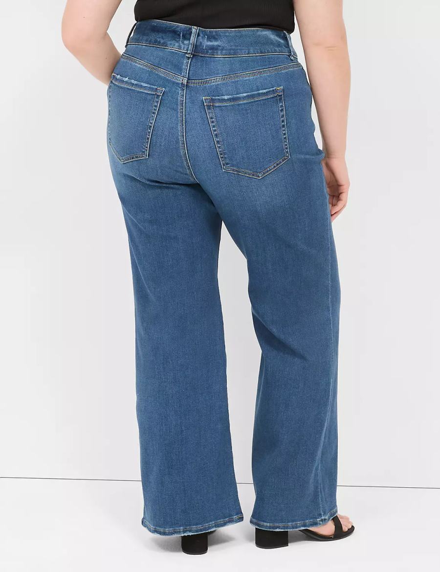 Lane Bryant Tighter Tummy Fit High-Rise Flare Women Jeans Blue | LQF315OJ