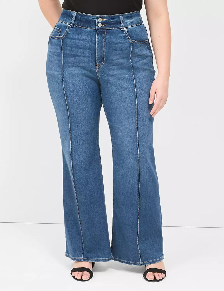 Lane Bryant Tighter Tummy Fit High-Rise Flare Women Jeans Blue | LQF315OJ