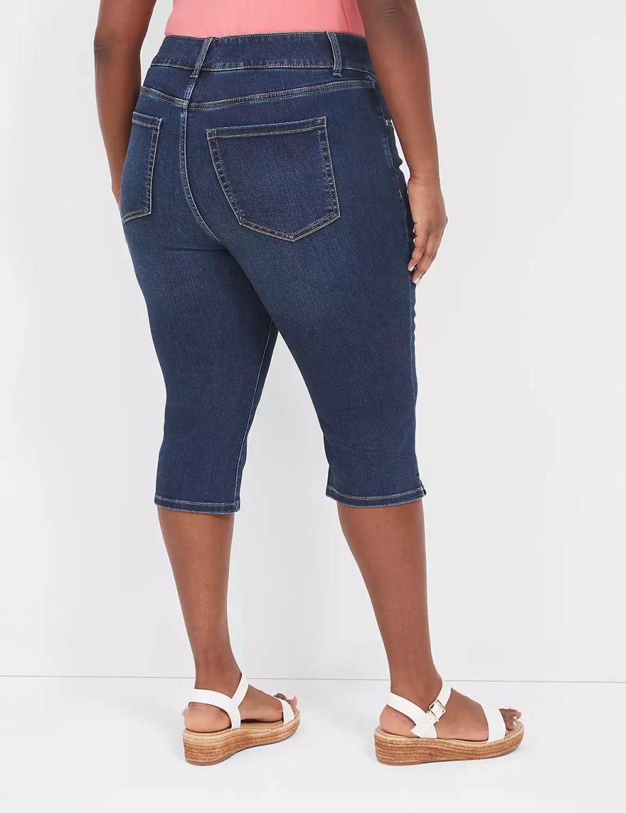 Lane Bryant Tighter Tummy Fit High-Rise Pedal Women Jeans Dark Blue | ENJ1098LI